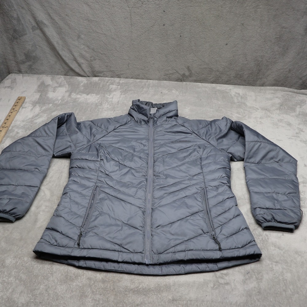Columbia Jacket Women Medium Grey Whirlibird IV Omni-Heat Insulated Quilted Puff